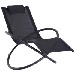 Outsunny Orbital Lounger, Zero Gravity Patio Chaise, Foldable Rocking Chair with Pillow, Black. Aosom UK