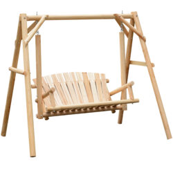 Outsunny Outdoor 2 Seater Larch Wood Wooden Garden Porch Swing Chair Hammock Bench Lounger