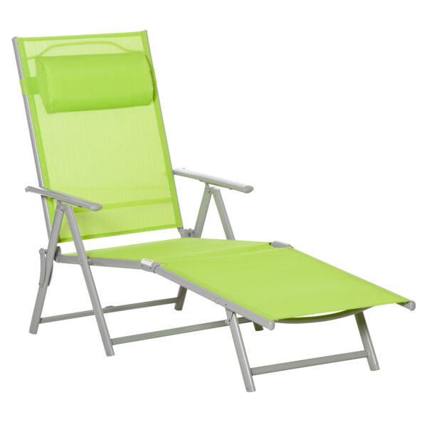 Outsunny Outdoor Chaise Lounge, Folding Sun Lounger Recliner with Pillow and 7 Adjustable Backrest, for Lawn, Garden Aosom UK