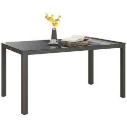 Outsunny Outdoor Dining Table, Patio Table for 6, with Tempered Glass Top & Aluminium Frame, Grey Aosom UK