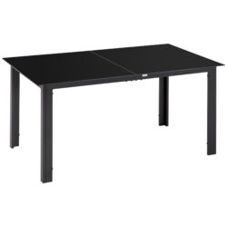 Outsunny Outdoor Dining Table for 6, Aluminium Rectangular Garden Table with Tempered Glass Tabletop for Yard, Deck, Patio, Black Aosom UK