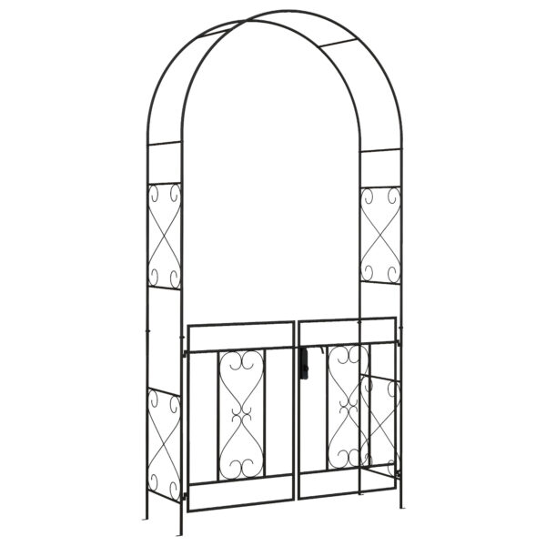Outsunny Outdoor Garden Arch with Double Gates, Metal Garden Arbor for Climbing Plants, Roses, Vines, 114L x 36W x 232Hcm, Black