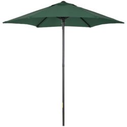 Outsunny Patio Parasol, 2m Outdoor Sun Shade Umbrella with 6 Durable Ribs for Garden, Balcony, Green Aosom UK