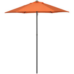 Outsunny Patio Parasol, 2m Outdoor Sun Shade with 6 Ribs for Garden, Balcony, Bench, Orange Aosom UK
