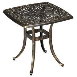 Outsunny Patio Side Table, Cast Aluminium, 38mm Umbrella Hole, 54x54cm, Outdoor Coffee Table, Bronze Aosom UK