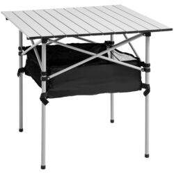 Outsunny Portable Camping Table: Foldable Outdoor Dining Desk, Lightweight Picnic Companion, Silver/Black Aosom UK