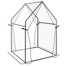 Outsunny Portable Greenhouse: Compact Garden Growhouse with Dual Zipped Doors, Indoor Outdoor Plant Protection, 90 x 90 x 145cm, Clear Aosom UK