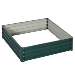 Outsunny Raised Garden Bed Metal Planter Box for plants, flowers and other vegetation, 120x120x30cm, Green Aosom UK