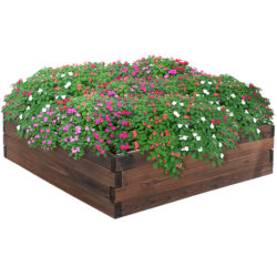 Outsunny Raised Garden Bed Planter Box: Wooden Outdoor Patio Planter for Plant, Flower & Vegetable Growing, 80L x 80W x 22.5H cm Aosom UK