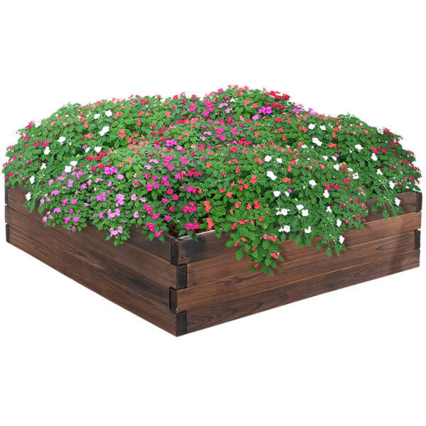 Outsunny Raised Garden Bed Planter Box: Wooden Outdoor Patio Planter for Plant, Flower & Vegetable Growing, 80L x 80W x 22.5H cm Aosom UK