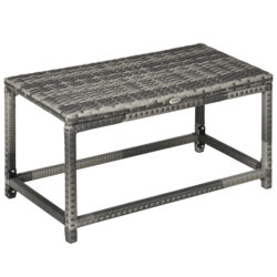 Outsunny Rattan Outdoor Coffee Table, Garden Side Table with Underneath Storage, X-Shape Support, Patio Furniture, Mixed Grey Aosom UK