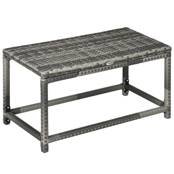 Outsunny Rattan Outdoor Coffee Table, Garden Side Table with Underneath Storage, X-Shape Support, Patio Furniture, Mixed Grey Aosom UK