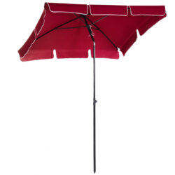 Outsunny Rectangular Patio Parasol: Red Aluminium Sun Umbrella with Tilt Function, 2M x 1.25M Shade Canopy Aosom UK