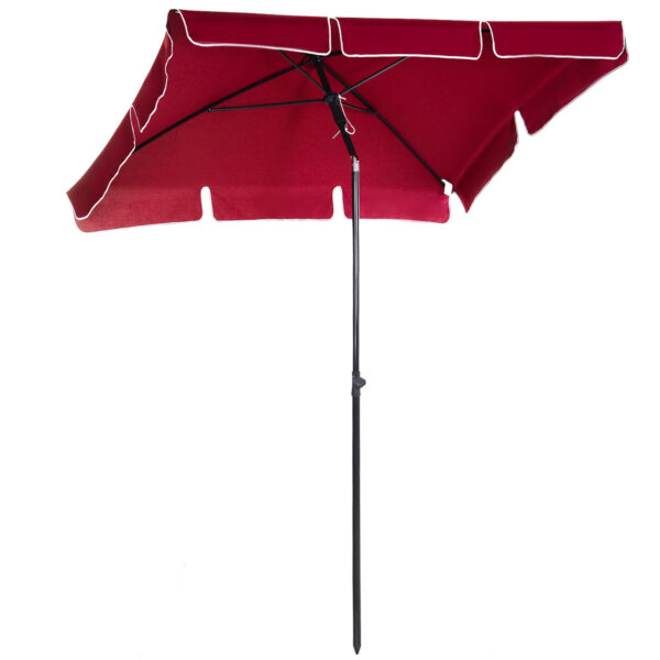 Outsunny Rectangular Patio Parasol: Red Aluminium Sun Umbrella with Tilt Function, 2M x 1.25M Shade Canopy Aosom UK