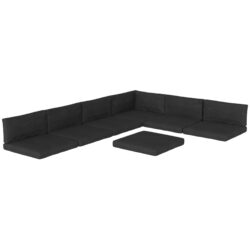 Outsunny Replacement Cushions for Rattan Furniture, 14 Piece Outdoor Seat Cushion Pad for Patio, 7 Seat Cushions and 7 Back Cushions, Black