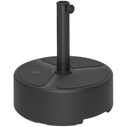Outsunny Round Garden Parasol Base, Garden Umbrella Stand Heavy Duty Parasol Base, Filled Up to 20kg with Stand or 18kg with Water, Black