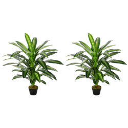 Outsunny Set of 2 Artificial Dracaena Trees, 110cm/3.6FT Tall Decorative Plants with 40 Leaves & Nursery Pot, Fake Tropical Tree for Indoor/Outdoor