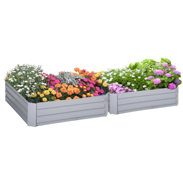 Outsunny Set of 2 Raised Garden Bed, Elevated Planter Box with Galvanized Steel Frame for Growing Flowers, Herbs, 1m x 1m x 0.3m Aosom UK