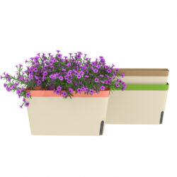 Outsunny Set of 3 Self Watering Plant Pots Outdoor, 27cm Rectangular Garden Planters with Visual Water Level Window for Indoor Outdoor