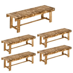 Outsunny Set of 5 2-seater Outdoor Indoor Garden Wooden Bench Patio Loveseat Fir 110L x 38W x 35H cm Carbonised Aosom UK