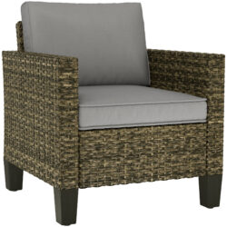 Outsunny Single Rattan Armchair, with Cushions - Mixed Grey
