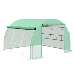 Outsunny Walk-in Polytunnel Greenhouse: With Roll-up Sidewalls, Zipped Door & 6 Ventilation Windows for Plant Growth, 3x3x2m, Green Aosom UK