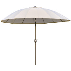 Outsunny Waterproof 255cm Patio Parasol Umbrella Outdoor Market Table Parasol with Push Button Tilt Crank and Sturdy Ribs for Garden Aosom UK