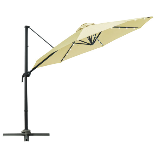 Outsunny Waterproof 3 meter Patio Offset Roma Parasol Garden Umbrella Cantilever Hanging Sun Shade Canopy 360° Rotation w/ Cross Base Aosom UK