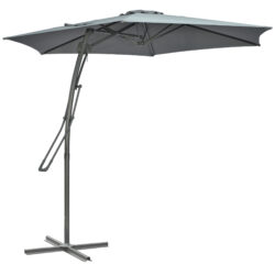 Outsunny Waterproof 3m Cantilever Parasol with Easy Lever, Patio Umbrella w/ Crank Handle, Cross Base & 6 Metal Ribs, Outdoor Sun Shades Aosom UK