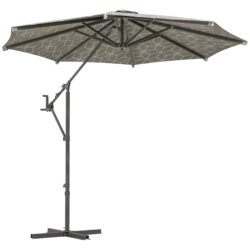 Outsunny Waterproof 3(m) Convertible Cantilever Parasol and Centre-post Garden Parasol with Cross Base, 360 Rotation Banana Parasol Aosom UK
