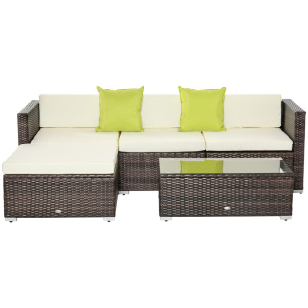 Outsunny Waterproof 4-Seater Garden Rattan Sofa Set Sectional Sofa Coffee Table Combo Patio Furniture Metal Frame Aosom UK