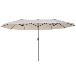 Outsunny Waterproof 4.6m Garden Parasol Double-Sided Sun Umbrella Patio Market Shelter Canopy Shade Outdoor Beige - NO BASE Aosom UK