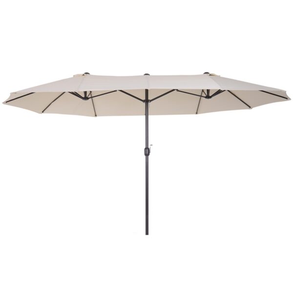Outsunny Waterproof 4.6m Garden Parasol Double-Sided Sun Umbrella Patio Market Shelter Canopy Shade Outdoor Beige - NO BASE Aosom UK