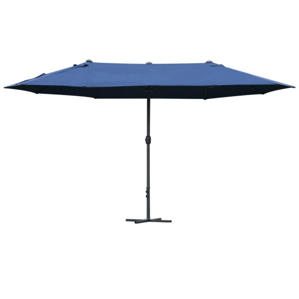 Outsunny Waterproof 4.6m Garden Parasol Double-Sided Sun Umbrella Patio Market Shelter Canopy Shade Outdoor with Cross Base - Blue Aosom UK