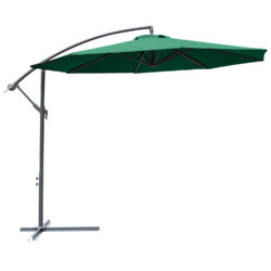 Outsunny Waterproof Banana Cantilever Parasol: 3m Hanging Umbrella with Crank & Cross Base, Outdoor Sun Shelter, Verdant Green Aosom UK