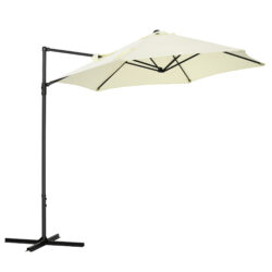 Outsunny Waterproof Cantilever Garden Parasol with 360° Rotation, Offset Roma Patio Umbrella, Sun Shade Canopy with Cross Base, Beige Aosom UK