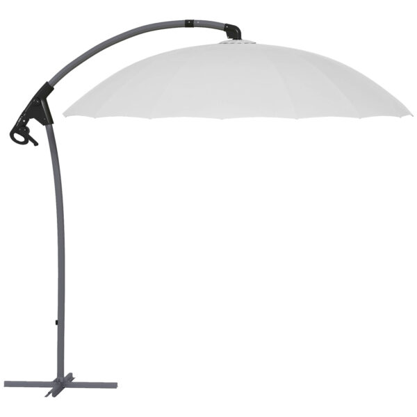 Outsunny Waterproof Cantilever Parasol: 2.7m UV-Protective Shade with Sturdy Cross Base, Adjustable Tilt, Grey Aosom UK