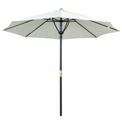 Outsunny Waterproof Garden Parasol Umbrella, Outdoor Market Table Umbrella Sun Shade Canopy with 8 Ribs, Cream Aosom UK