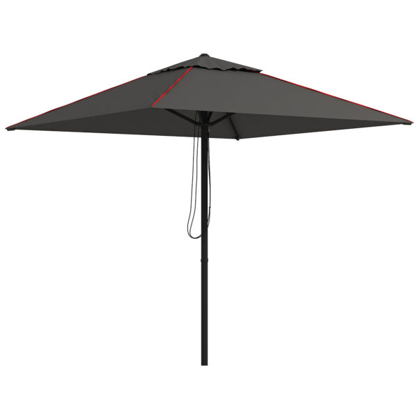 Outsunny Waterproof Garden Parasol Umbrella with Air Vent, Outdoor Market Table Sunshade Canopy with Decorative Edging, Grey Aosom UK