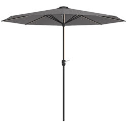 Outsunny Waterproof Patio Parasol with Solar-Powered LED Lights, Crank Handle Outdoor Umbrella, Charcoal Grey Aosom UK