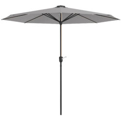 Outsunny Waterproof Patio Umbrella with Solar-Powered LED Lights, Outdoor Parasol with Crank Handle, Light Grey Aosom UK