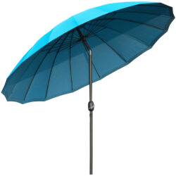 Outsunny Waterproof Push-Tilt Garden Parasol: 2.55m Crank Umbrella with Ribs, Blue Aosom UK