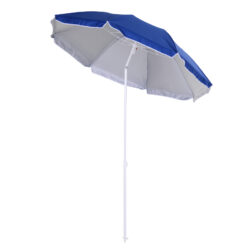Outsunny Waterproof Tilted Beach Parasol, 1.7m x 2m, with Steel Frame for UV Protection, Easy to Adjust, Blue Aosom UK