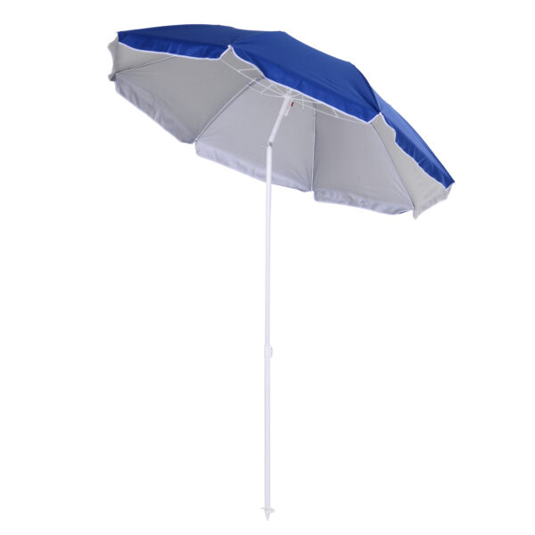 Outsunny Waterproof Tilted Beach Parasol, 1.7m x 2m, with Steel Frame for UV Protection, Easy to Adjust, Blue Aosom UK