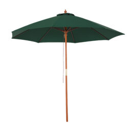 Outsunny Waterproof Wooden Garden Parasol: 2.5m Ventilated Canopy, Patio Sun Shade, Dark Green Aosom UK