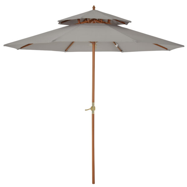 Outsunny Waterproof Wooden Garden Parasol: Double-Tier 2.7m Patio Sunshade, Outdoor Canopy in Stylish Grey Aosom UK
