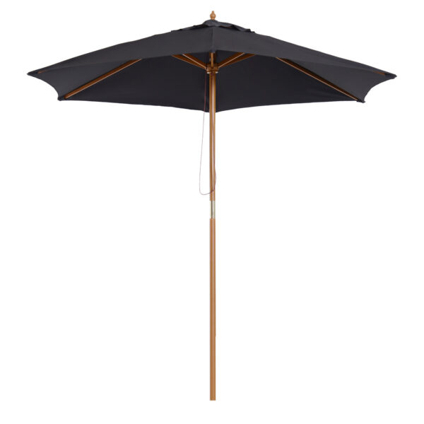 Outsunny Wooden Patio Parasol: 2.5m Outdoor Sun Umbrella, Weather-Resistant, Black Aosom UK