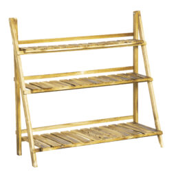 Outsunny Wooden Plant Stand, 3 Tier Folding Flower Display Shelf, Garden Planter Ladder Rack, Outdoor Backyard, 100L x 37W x 93H cm Aosom UK
