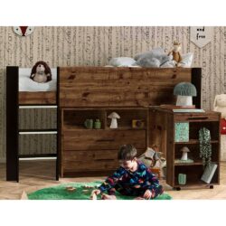 Oxford Wooden Mid Sleeper Children Bed In Rustic And Black