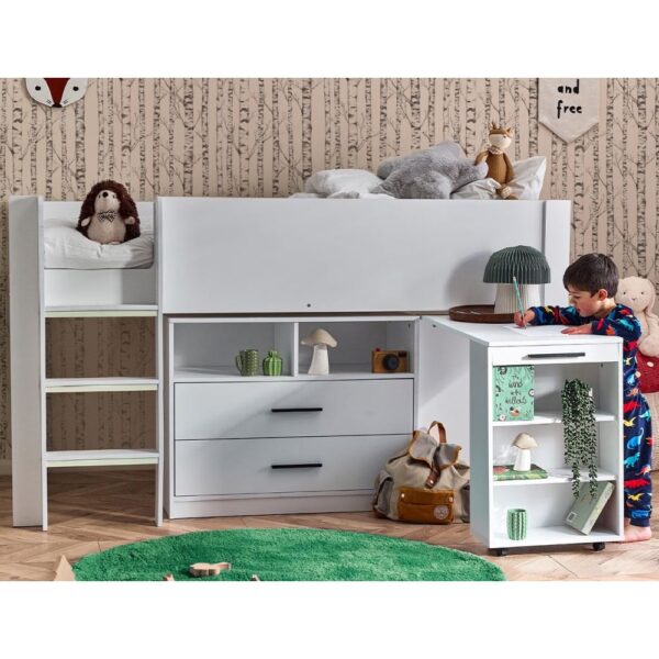 Oxford Wooden Mid Sleeper Children Bed In White
